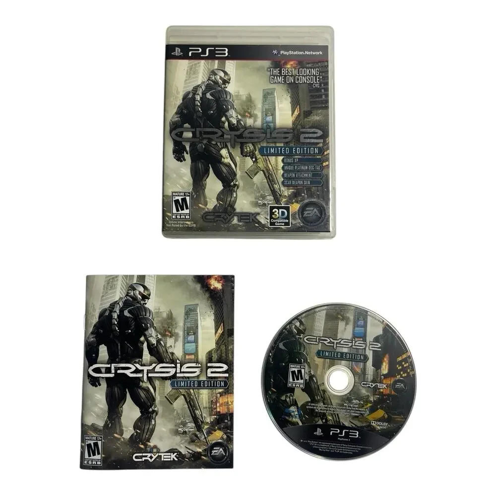 Playstation 3 PS3 Video Game Battlefield Hardline‎ Crysis 2 Skyrim Bundle Lot 3